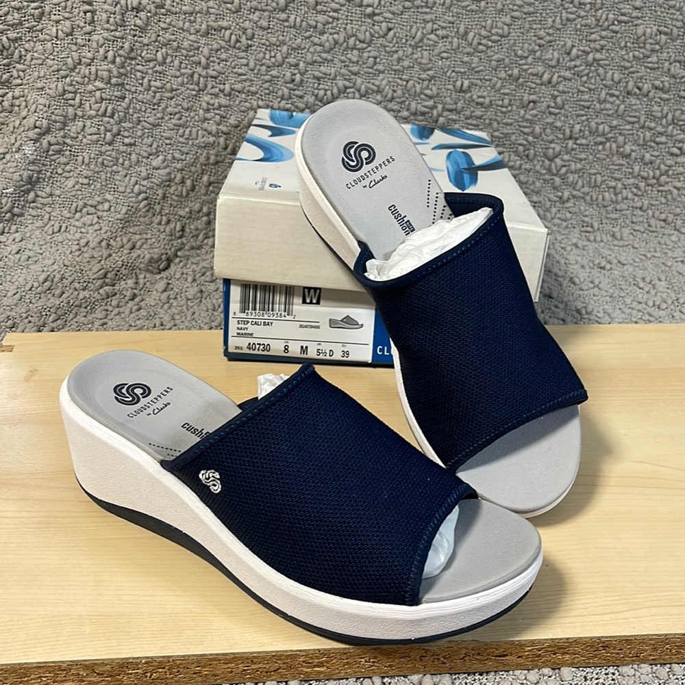 CLOUDSTEPPERS by Clarks Mesh Sport Slide Sandals Step Cali Bay Navy -